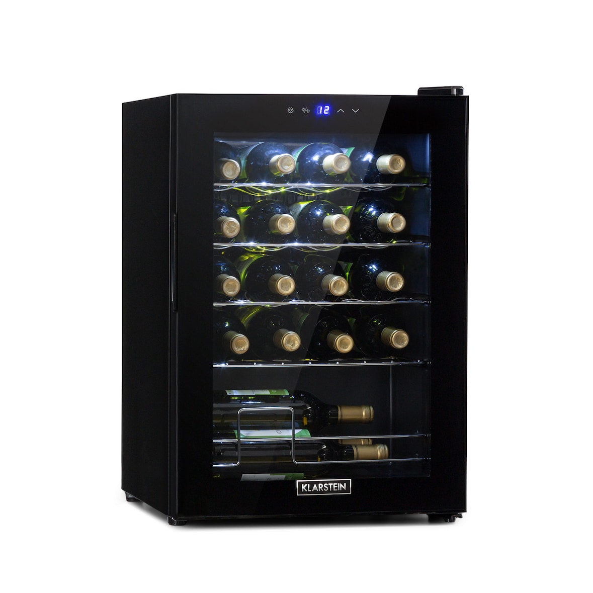 Klarstein Shiraz 20 Uno Weinkühlschrank 53l 20Fl Touch-Bedienfeld 5-18°C Schwarz