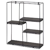 thumbnail of Estante de pared HWC-K76, estante colgante estante flotante, 4 estantes metal madera maciza industrial 51x40x11cm ~ gris oscuro