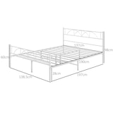 thumbnail of Cama doble 135x190 cm estructura de cama somier con cabecera listones de acero y espacio de almacenamiento debajo de la cama carga 330 kg blanco