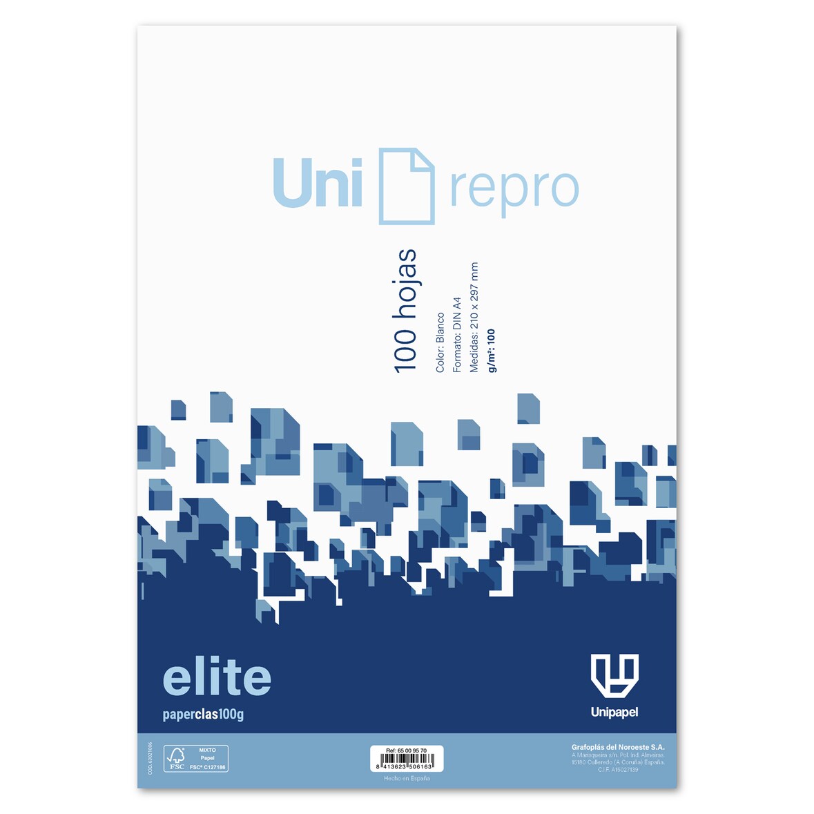 Paquete de 100 hojas A4 100 gramos Unirepro Elite