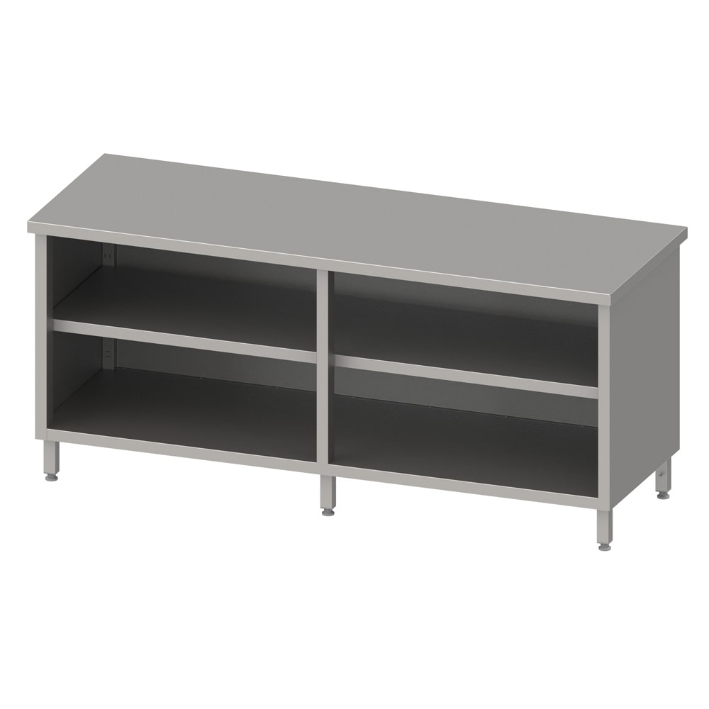 Stalgast Arbeitsschrank offen mit Grund-und Zwischenboden 2000x600x850 mm, ohne Aufkantung, verschweißt