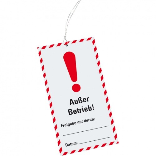Wartungsanhänger Außer Betrieb!, Kunststoff, 76x147mm, inkl.Kabelbinder, 10/VE