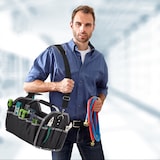 thumbnail of Relaxdays Werkzeugtasche, leer, Schultergurt & Tragegriff, offene Tragetasche für Werkzeug, HBT 30 x 42 x 23 cm, schwarz