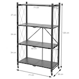 thumbnail of Étagère HWC-J85, Étagère sur pied Étagère de salon, pliable/repliable Acier ~ noir, 4 niveaux