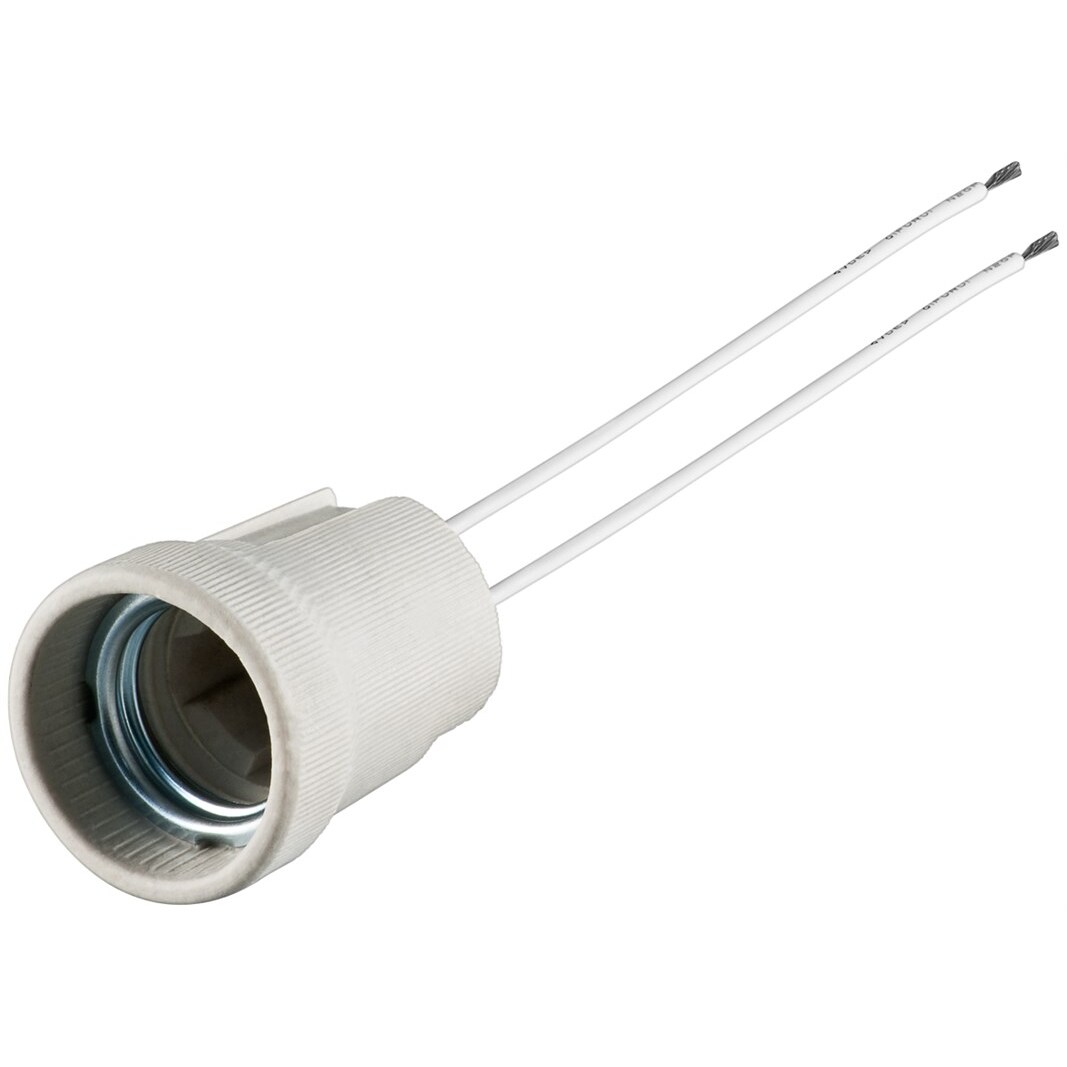 Goobay 9182 E27 Lampenfassung mit Zwillingslitze, Weiß, 0.15 m - max. 100 W/250 V (AC), 0,15 m Kabel, Keramik/Silikon