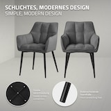 thumbnail of ML-Design – Esszimmerstühle 2er Set – Dunkelgrau Frotteestoff | dick gepolstert, Armlehnen, Metallbeine, ergonomisch