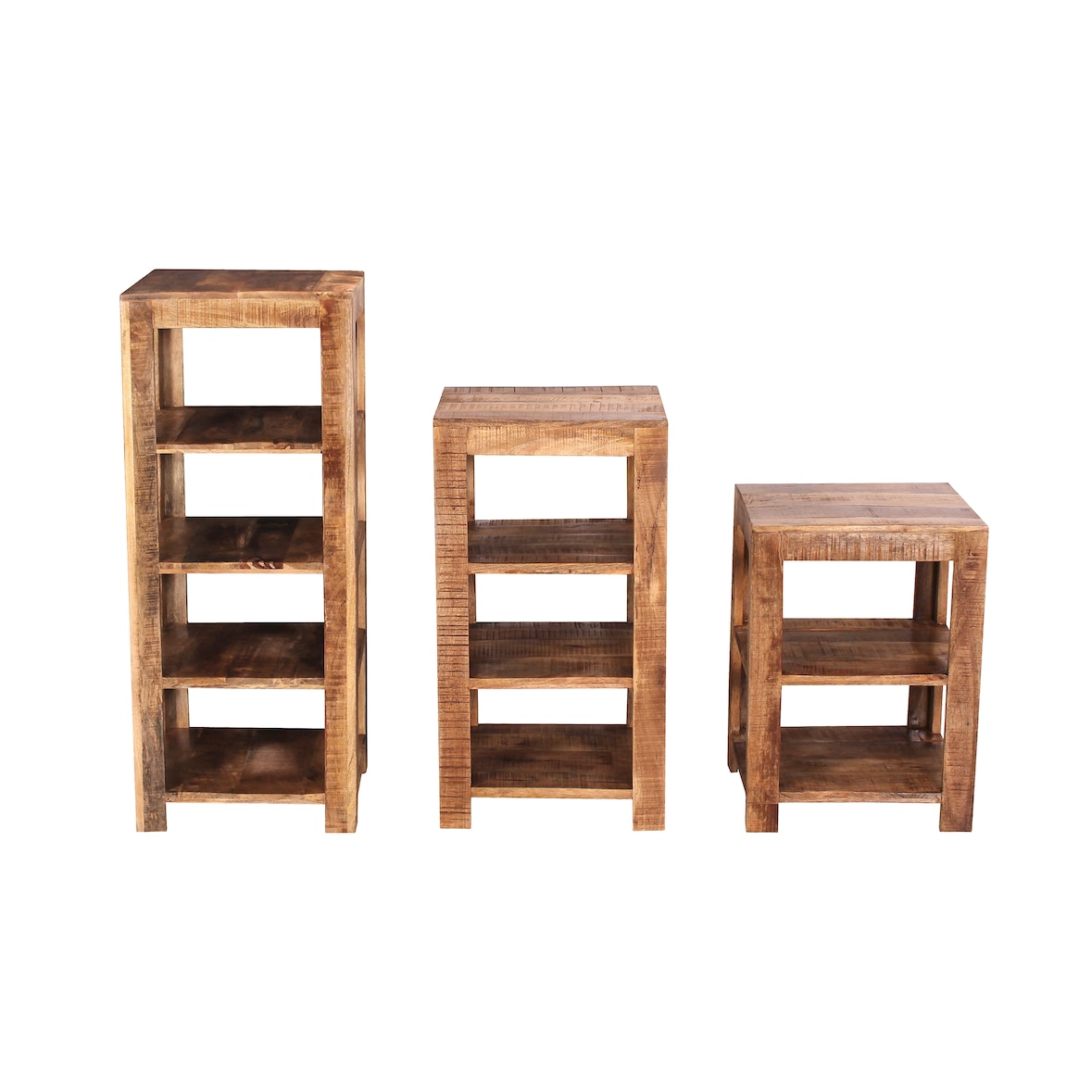 Möbilia Regal mit 2 Böden | Mango-Holz massiv | B 44 x T 44 x H 60 cm | natur | 22020003 | Serie REGAL