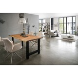 thumbnail of SalesFever Baumkanten Esstisch 140x80 cm | massive 3,5 cm Akazie Natur | H-Gestell Schwarz