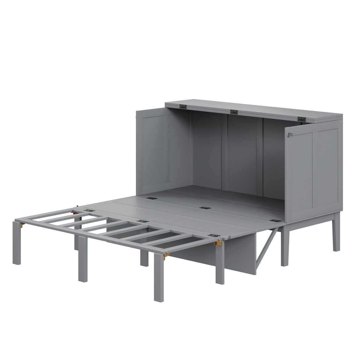 Vertikales Klappbett 140x200 mit Lattenrost, platzsparendes Wandbett, Hochschrank-Design, multifunktional, robust, einfach bedienbar, Grau