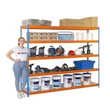 thumbnail of PROREGAL Schwerlastregal METAL BEAST FIVE | HxBxT 200x210x60cm | Fachlast 500kg | Blau-Orange| Standregal Metallregal Lagerregal