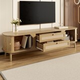 thumbnail of TV-Schrank Rattan Lowboard Massivholz Sideboard mit Türen und Schubladen 170x39,5x46 cm Holz Hellgelb Wohnzimmer Modern Natürlich