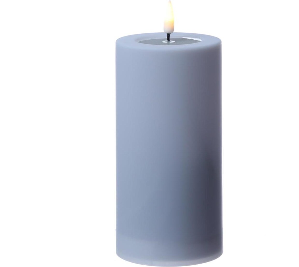 LED Kerze MIA Deluxe für Außen 3D Flamme flackernd H: 15cm D: 7,5cm outdoor blau