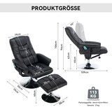 thumbnail of Massagesessel 79x79x106 mit 5-Punkt-Massage, Heizfunktion, PU-Leder, Verstellbare Rückenlehne, 360° Drehbar, Fußhocker Inklusive, Schwarz