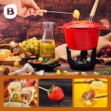 thumbnail of Bonvivre® Gusseisen Fondue Set für 4 Personen | 1 Liter | Fondueset 9-teilig mit Brenner und 6 Gabeln | Emailliert Rot