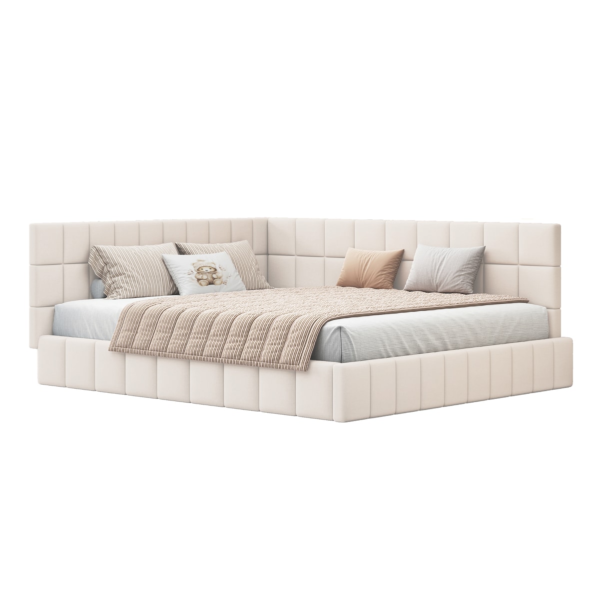 Polsterbett 160x200 cm mit Lattenrost und verstellbarer Rückenlehne – komfortables Tagesbett aus Samtstoff Dunkelbeige
