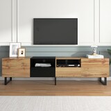 thumbnail of Merax Moderner TV-Ständer mit schwarzem und holzfarbenem Design – geräumiger Stauraum, robuste Konstruktion