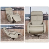 thumbnail of Relaxsessel HWC-L11, Design Fernsehsessel TV-Sessel Liegesessel, Liegefunktion drehbar, Voll-Leder ~ grau