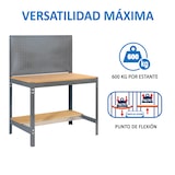 thumbnail of SimonRack Werkbank für Werkstatt, 1210x610 mm, Lochwand, Tragfähigkeit 600 kg, Grau - BT-2
