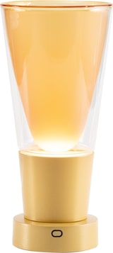 thumbnail of Zafferano Soffio Vase - Wiederaufladbare IP65-LED-Tischleuchte Vasenfunktion, Touch-Dimmer, klarem Glas und goldenem Sockel 10 Stunden Akkulaufzeit
