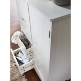 thumbnail of Design Badschrank PATTI Landhaus-Stil MDF-Holz 56 x 83 x 30 cm weiß, Badezimmerschrank klein 4 Schubladen & 1 Tür, Beistellschrank