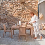 thumbnail of Set pranzo da giardino Tavolo rettangolare 130x75 con 4 Sedie Impilabili in Polipropilene Effetto Rattan e Piano Effetto Legno Omar/Amira-Beige