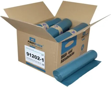 Müllsäcke Brod, blau LDPE-REG 120l, ca. 700x1100mm, Typ 100, 54 µ, 10 Rollen a 15 Stück im Karton