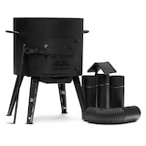 thumbnail of Ø40 Uchag 2mm stahl Utschak mit Abzugsrohr Utschag Outdoorofen 15L Gusseisen Kazan mit Gusseisen Deckel Kasan Feuerstelle Feldküche