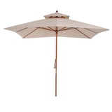 thumbnail of Sombrilla de jardín 3x3x3 m parasol de jardín de bambú con doble techo sistema de polea impermeable para terraza balcón exterior beige