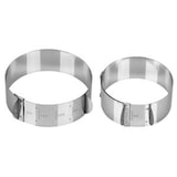 thumbnail of Fmprofessional Anelli da forno regolabili 2 pezzi, per torte, hamburger, acciaio inox, lavabili in lavastoviglie, diametro 9 a 11,7 cm, altezza 4 cm