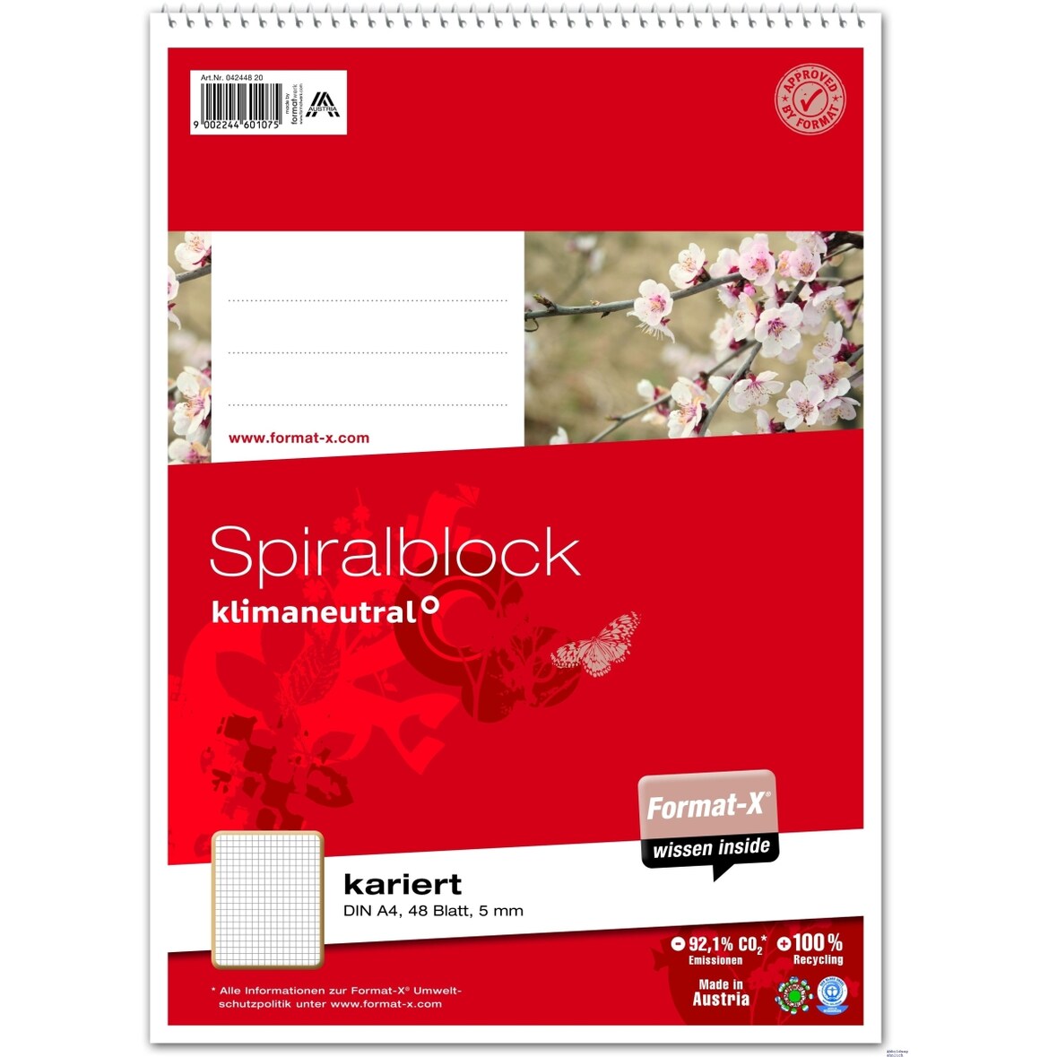 Spiralblock A4 70g 9mm 48 Blatt 5mm kariert