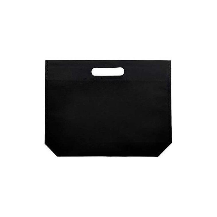 MONOUSO - Vliesstofftasche Gestanzten Griffen Schwarz 34+8x26cm (200 Stück)