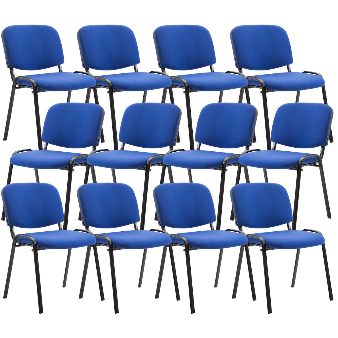12x Stapelbare Eetkamerstoel Ken Stof blauw