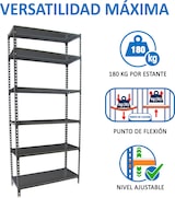 thumbnail of SimonRack Estantería Metálica, 2500x800x400 mm, 6 Alturas, Bandeja Metal, 180 kg de Punto Flexión, Antracita - Simonclick