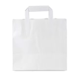 thumbnail of Commerline 250 Stück Papiertragetaschen 26+17x25cm Weiss Kraftpapier mit Henkel