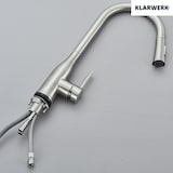 thumbnail of JANA | Rubinetto da cucina estensibile Premium in acciaio inox argento spazzolato | Rubinetto miscelatore ad alta pressione girevole a 360° 2 attacchi