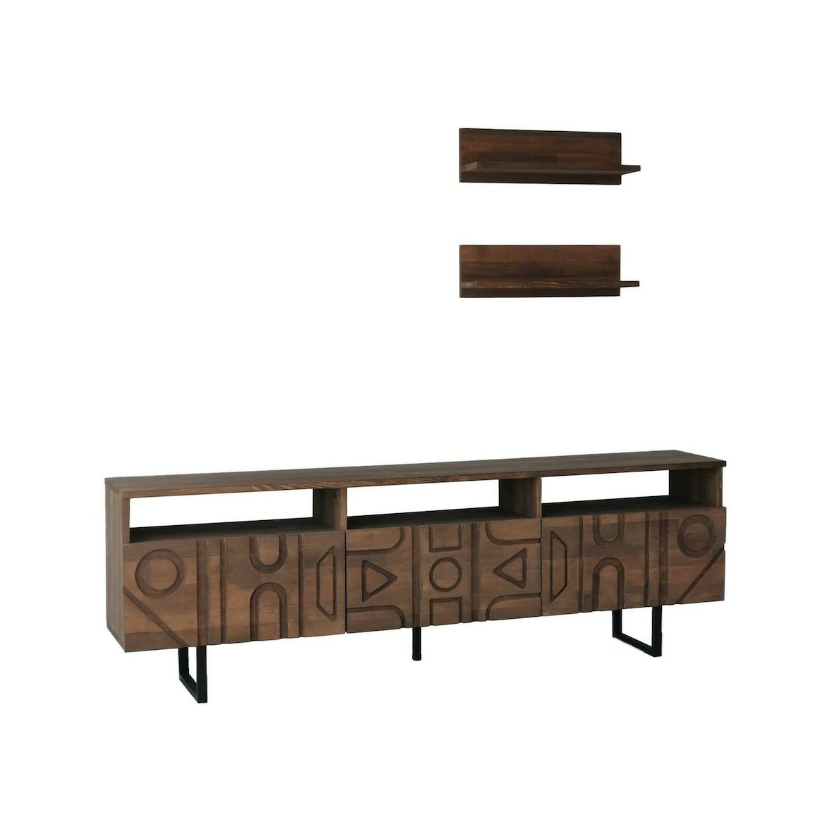 Dmora Fernsehschrank Dpatrici, Ständer für Wohnzimmerfernseher, Niedriges Wohnzimmer-Sideboard, TV-Ständerbasis, 170x30h40 cm, Nussbaum