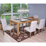 thumbnail of CHEFGASTRO 6er-Set Esszimmerstuhl klassisch und zeitlos HxBxT 90x43x56cm Sitzhöhe 45cm Küchenstuhl Textil mit Schriftzug Beine Struktur - Eiche Creme