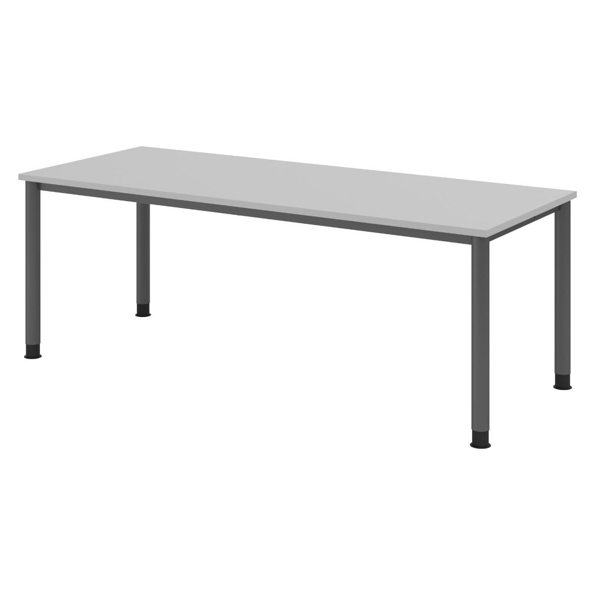bümö höhenverstellbarer Schreibtisch H-Serie 200x80 cm in grau, Gestell in Graphit - PC Tisch für's Büro manuell höhenverstellbar, Computertisch