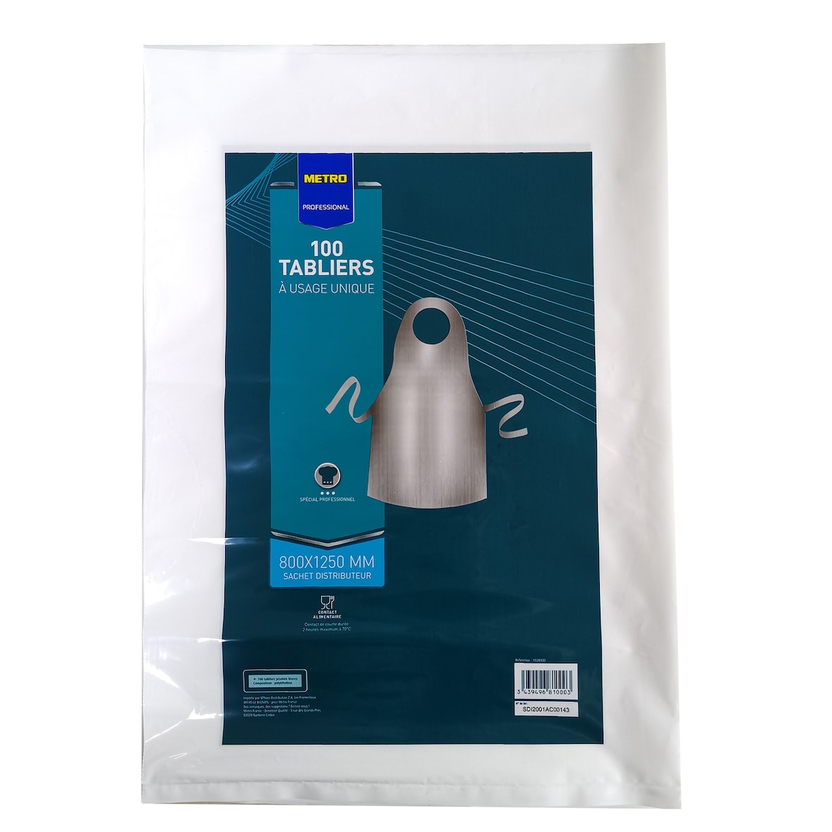 METRO PROFESSIONAL Tablier polyethylène blanc x 100