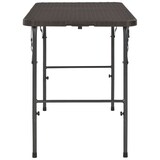 thumbnail of Mesa de jardín plegable HDPE marrón aspecto ratán 120x60x74 cm