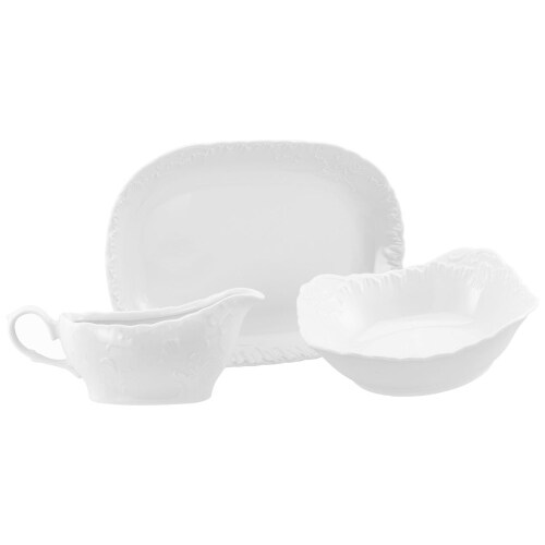 CreaTable Rokoko Weiss Serviergeschirr 3-tlg Porzellan