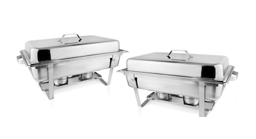 aro Chafing Dish AW-119, Edelstahl mit 6 GN-Behältern, 15.5 L, abnehmbare Deckel, 2 Stück