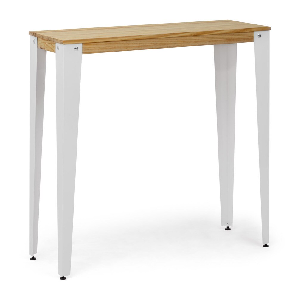 Mesa Lunds Alta 40x140x110cm Blanca en madera maciza de pino acabado natural estilo nórdico Industrial Box Furniture