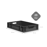 thumbnail of PROREGAL SuperSparSet 8x Eurobox NextGen Grip mit Auflagedeckel & 4 schwarzen Verschlüssen, HxBxT 12x40x60cm, 23L, Schwarz, Griffe offen, Eurobehälter