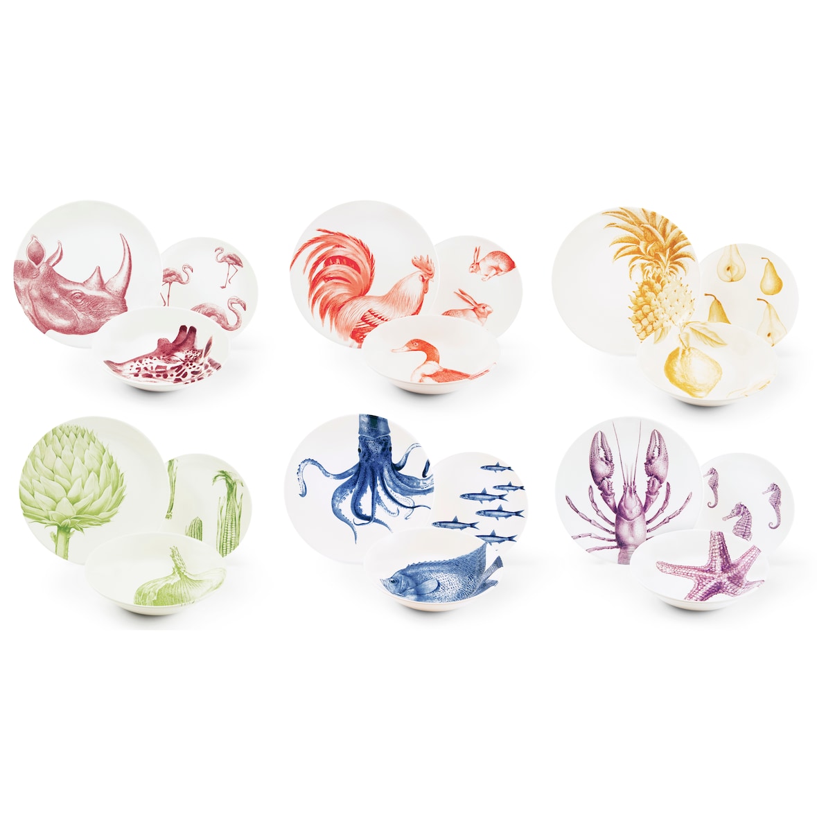 Excelsa vajilla de 18 piezas Faune&flore de cerámica multicolor