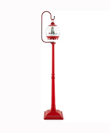 COSTWAY Lanterna de Natal iluminada, 173 cm Decoração de Natal vermelha com música e globo de neve ativado por som
