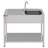 thumbnail of Gasfrit- Fregadero bajo barra 1 seno y 1 escurridor y grifo incluido dos aguas industrial acero inoxidable 800 x 500 x 850 mm