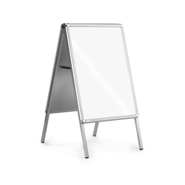 Magnetoplan Plakatständer Kundenstopper SP - DIN A2 - 46,5cmx64,2cm - wetterfest mit integriertem Wasserablauf -Silber