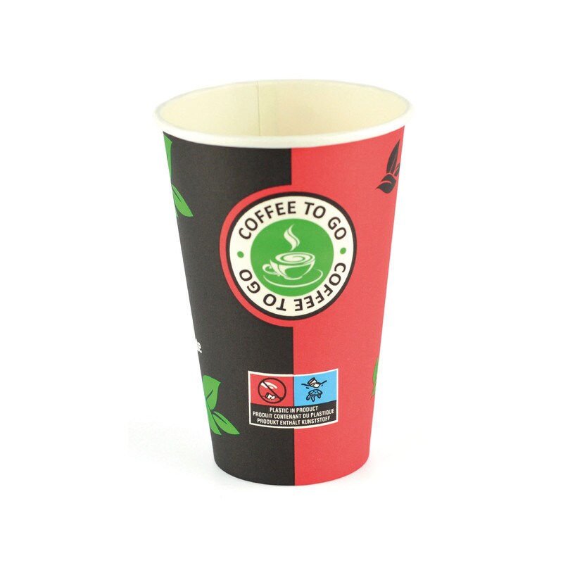 DayBays 500 Stk. Kaffeebecher 12ozSlim/300ml Ø8cm " Coffee To Go Becher " Pappe mit PE-beschichtet