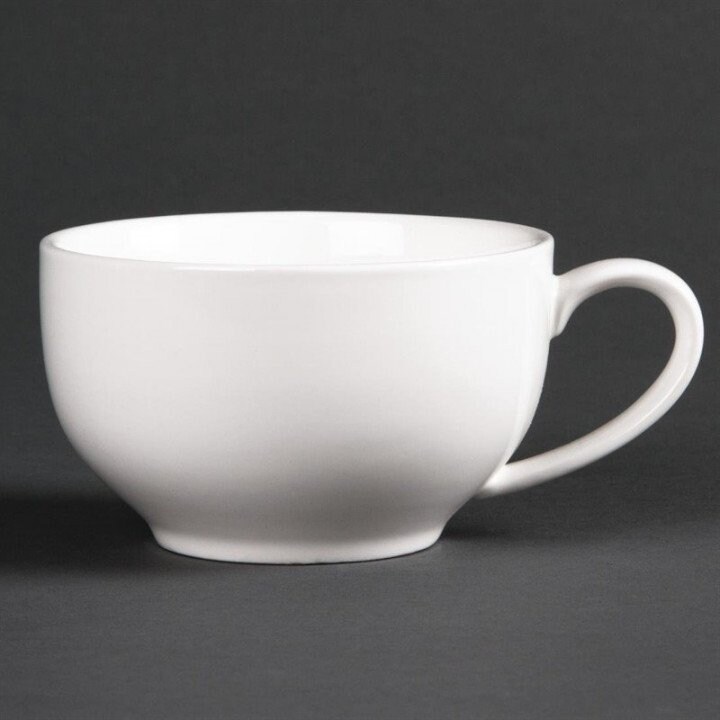 Lot de 6 tasses rondes basses 228 ml, en porcelaine blanche